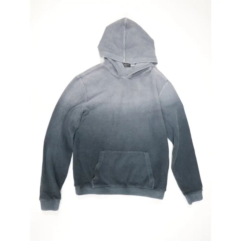 Made in Italy Ombré Terry Hoodie Saks Fifth Avenue Modern Blue Gray Quiet Luxe L